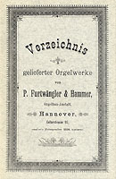 Verzeichnis gelieferter Orgelwerke von P. Furtwngler & Hammer